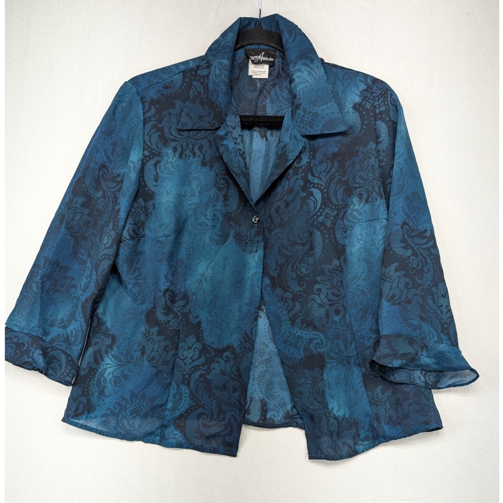 Positive Attitude Blue Floral Lightweight Jacket Womens Size‎ 14